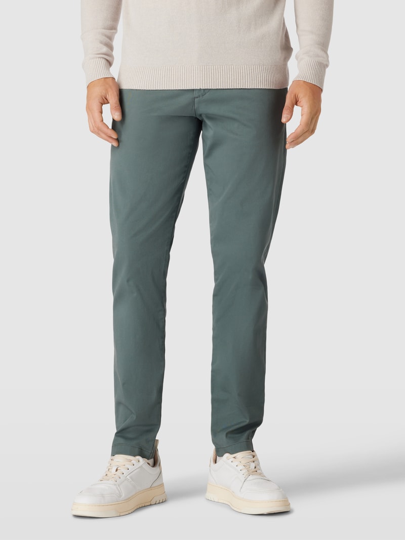Slim Fit Stoffhose in unifarbenem Design Modell 'Miles' in grün