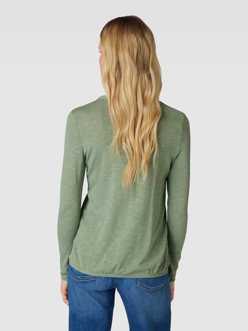 Longsleeve mit V-Ausschnitt Modell 'Slub Tuni' in schilf