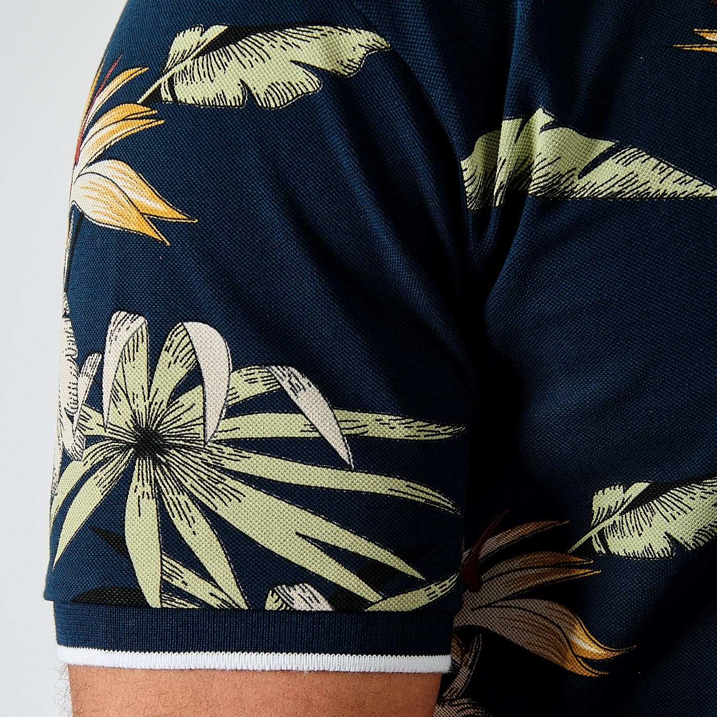 BERNI  Polo bleu imprimé homme 100% coton