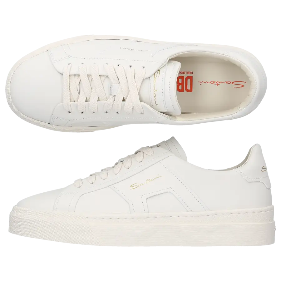 Santoni - Sneaker low DOUBLE BUCKLE Kalbsleder - weiß