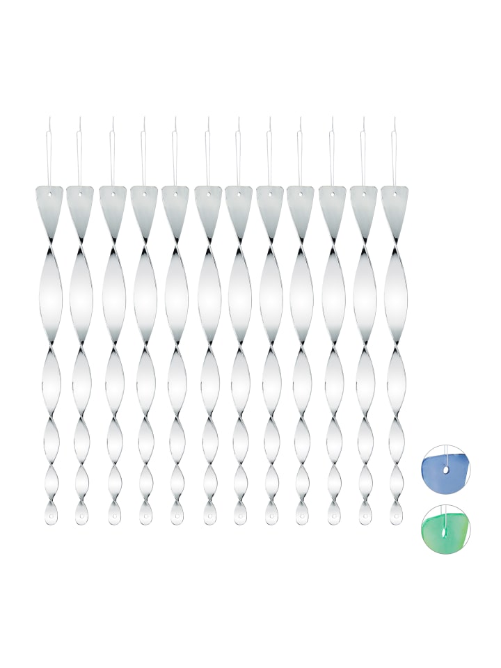 relaxdays 12er-Set: Vogelabwehrspirale in Silber günstig kaufen onesize