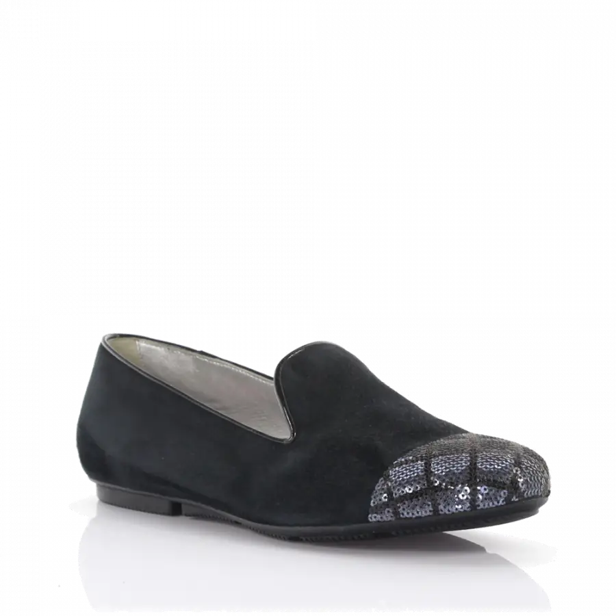 Hogan - Slipper 1440 Kalbsleder Pailletten Veloursleder Pailletten schwarz - schwarz