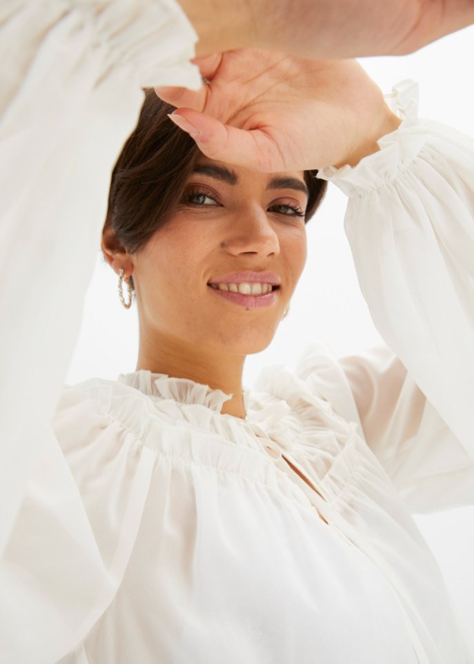 Transparente Bluse mit Rüschen