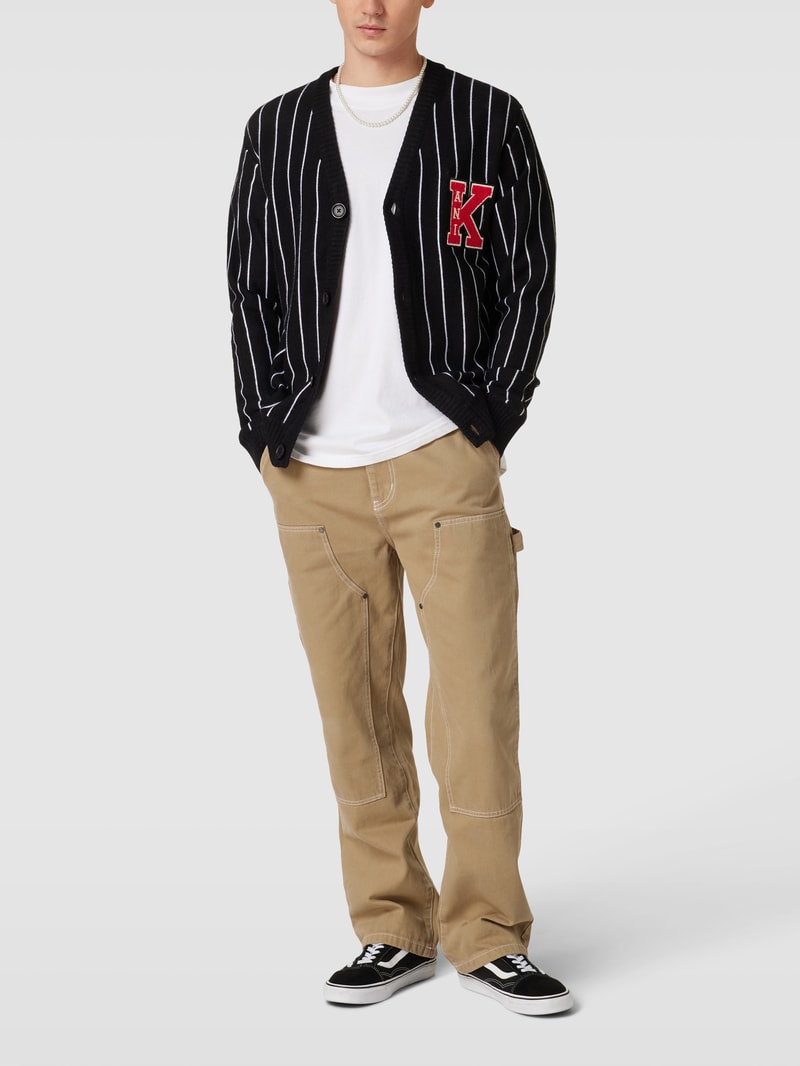 Cardigan mit Streifenmuster Modell 'KK Retro' in black
