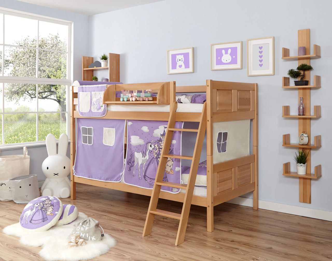 Ticaa Etagenbett Erni Country Buche Horse-Lila,A1