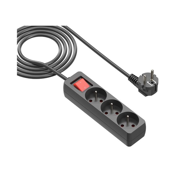 Stekkerdoos GAO x3   zwart 3G1.5mm