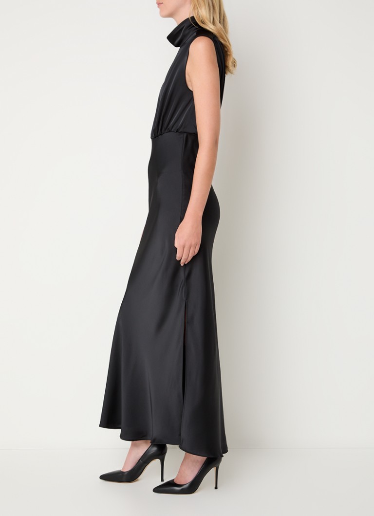 Rochie lungă din satin HUGO BOSS cu crăpătură