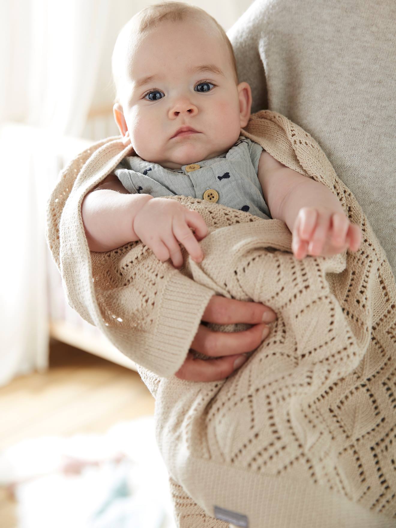 Couverture pointelle en coton bio* sable