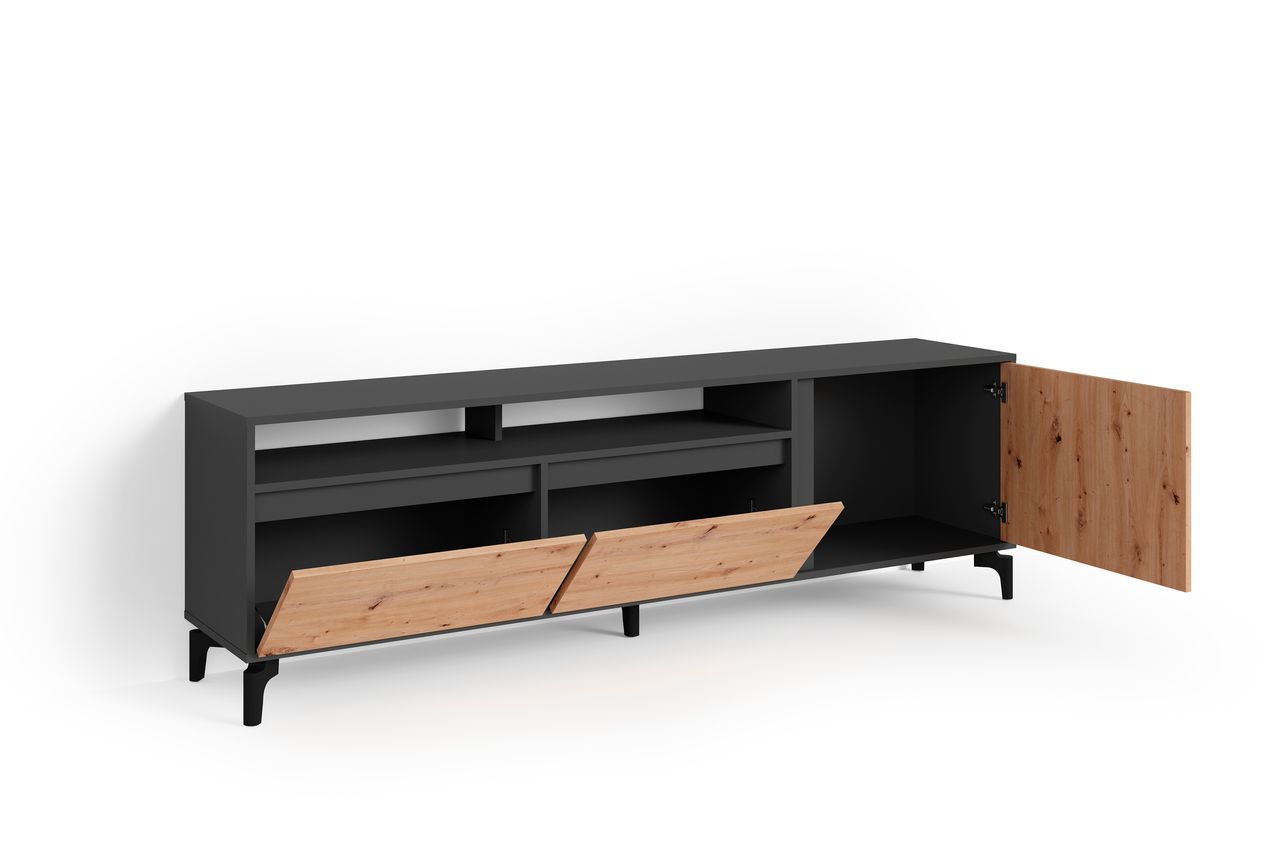 byLiving BLACKWOOD TV-Board, Breite 190 cm, anthrazit, Eiche-Optik