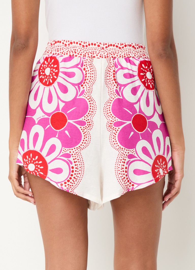 Pantaloni scurți cu imprimeu floral din amestec de in, cu croială largă, de la Farm Rio Maia