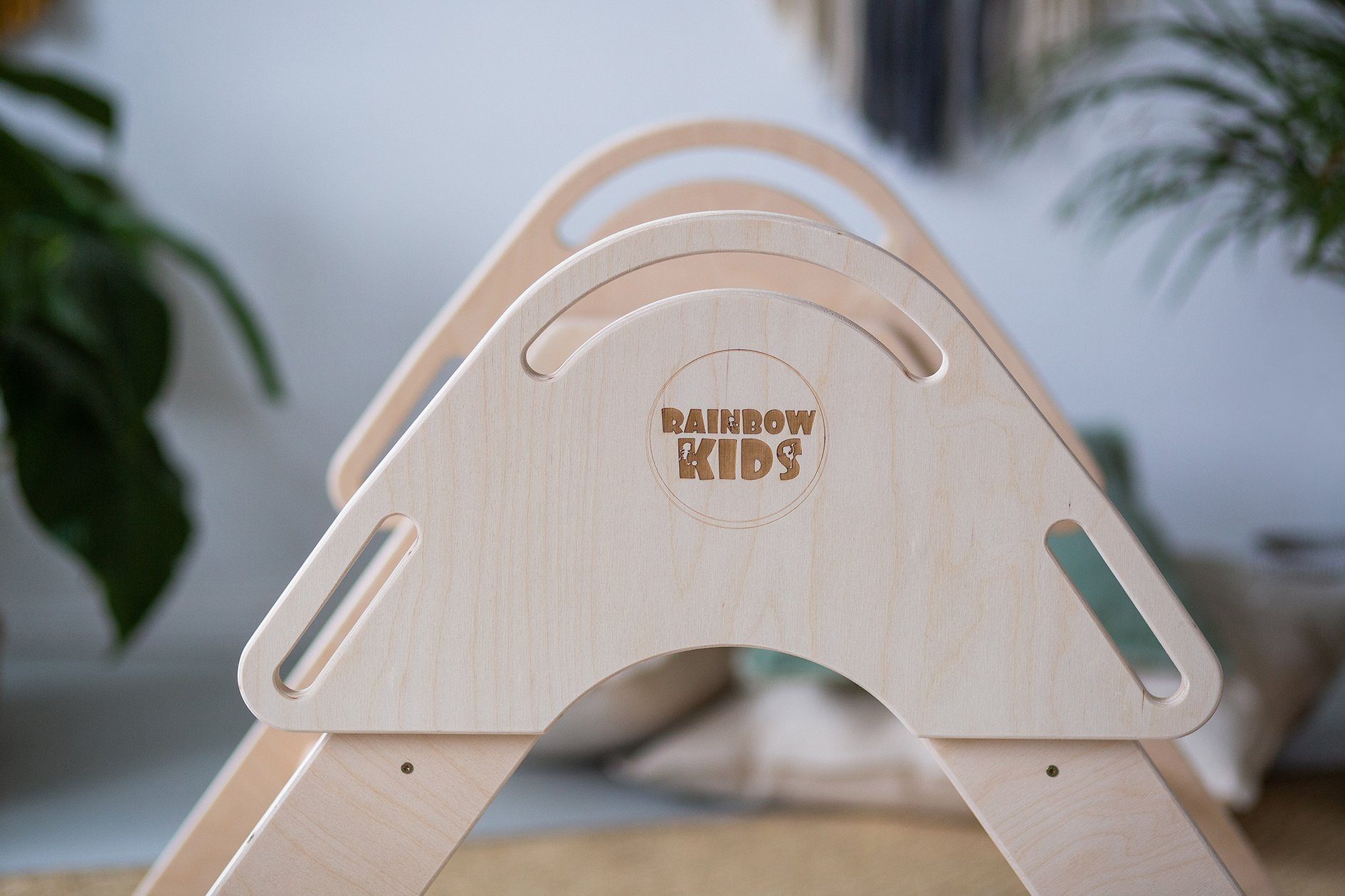 Rainbow Kids Kletterwand XL Holzspielzeug Montessori Kletterdreieck + Rutsche/Kletterwand S0017, (2-St), Made in Europe