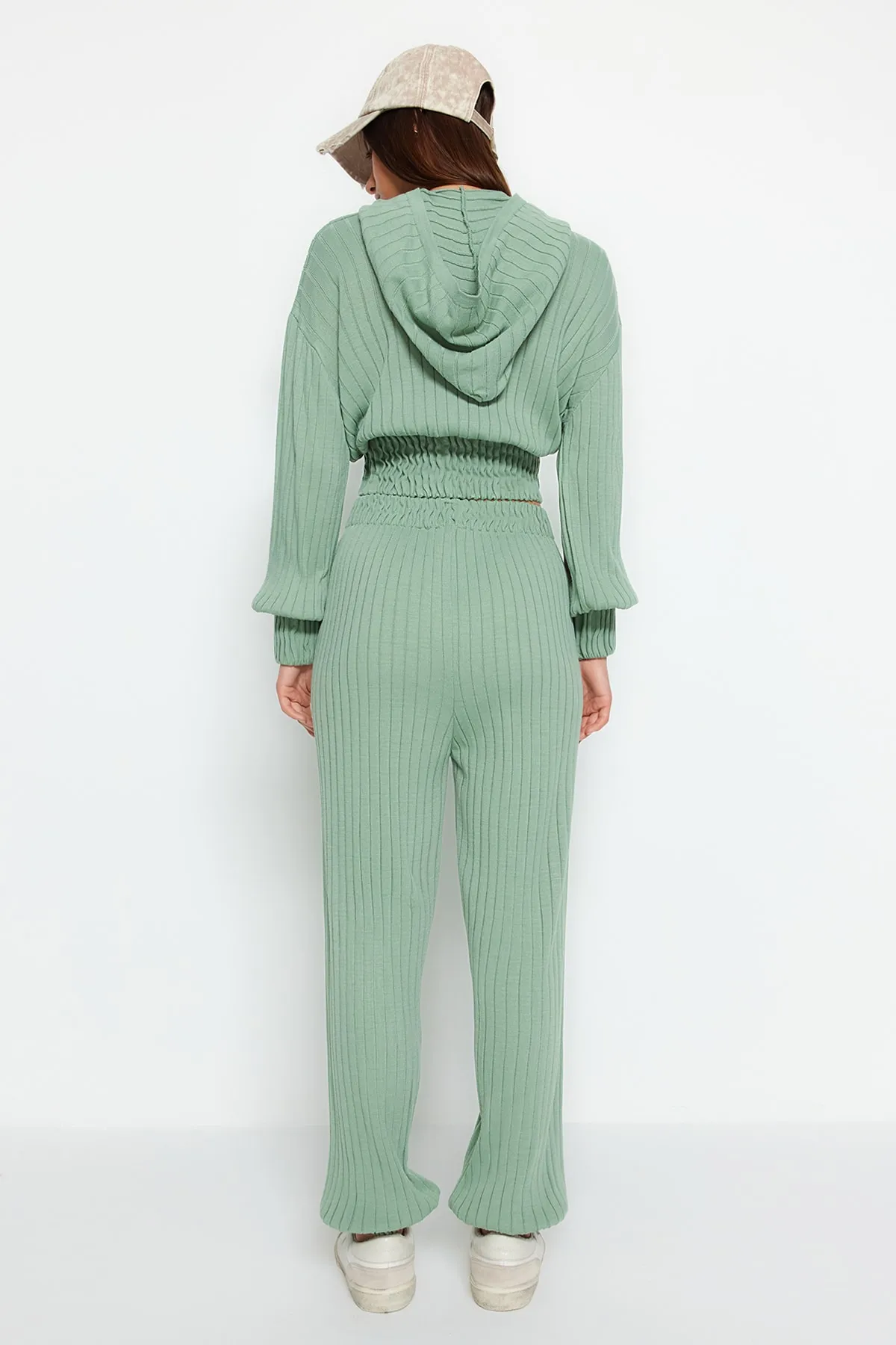 Trendyol Collection  Mintgrünes Strickoberteil und -unterteil-Set mit Kapuze TWOAW22AU0044