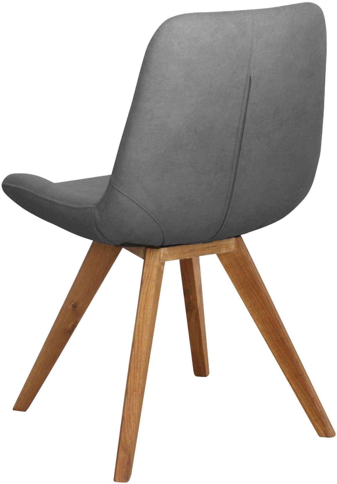 Home affaire Schalenstuhl Bratislava (Set, 2 St), Gestell Eiche massiv geölt, Easy Care-Stoff
