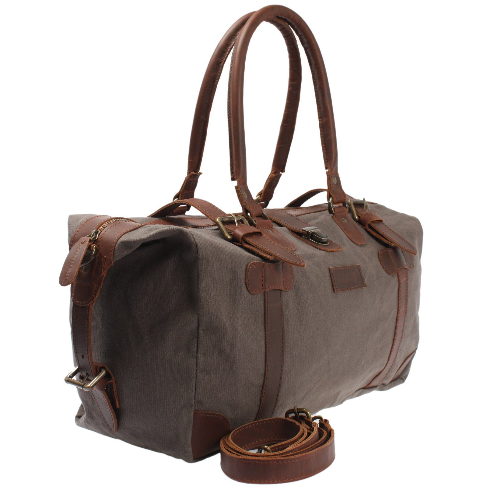 LECONI Weekender Handgepäck Damen Herren Leder Canvas LE2008