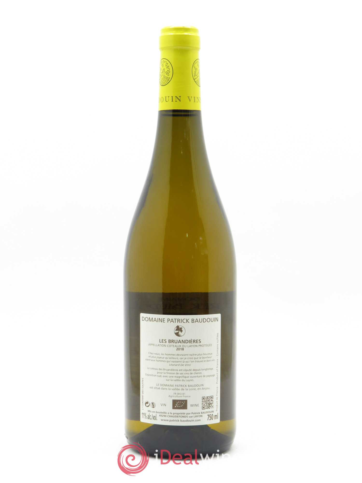 Coteaux du Layon Les Bruandières Patrick Baudouin  2018 - Lot de 1 Bouteille