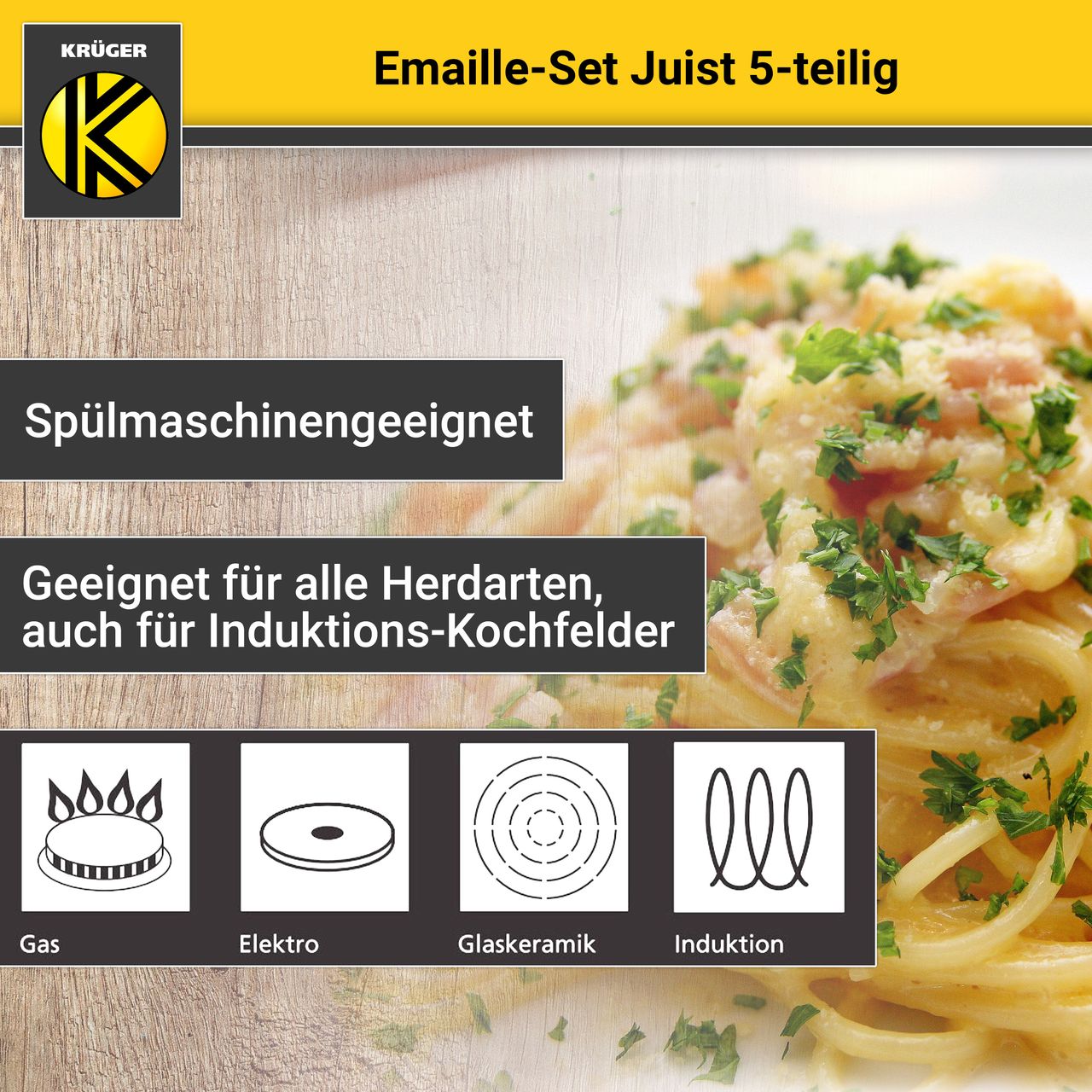 Karl Krüger Emailliertes Topf-Set JUIST, 5tlg.