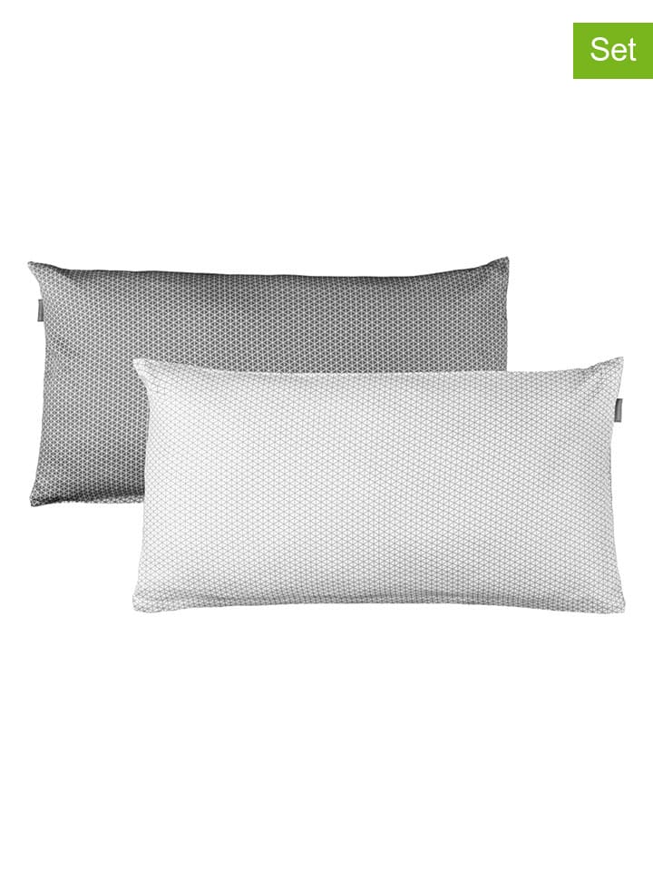 Schiesser 2er-Set: Kissenhüllen in Anthrazit/ Weiß günstig kaufen 40x80 cm