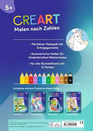 CreArt Malen nach Zahlen ab 5: Pferde