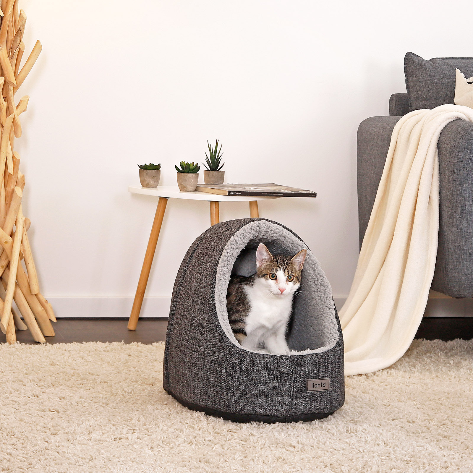 Lionto Katzenbetten & Katzensofas Lionto Katzenhöhle mit Wendekissen dunkelgrau