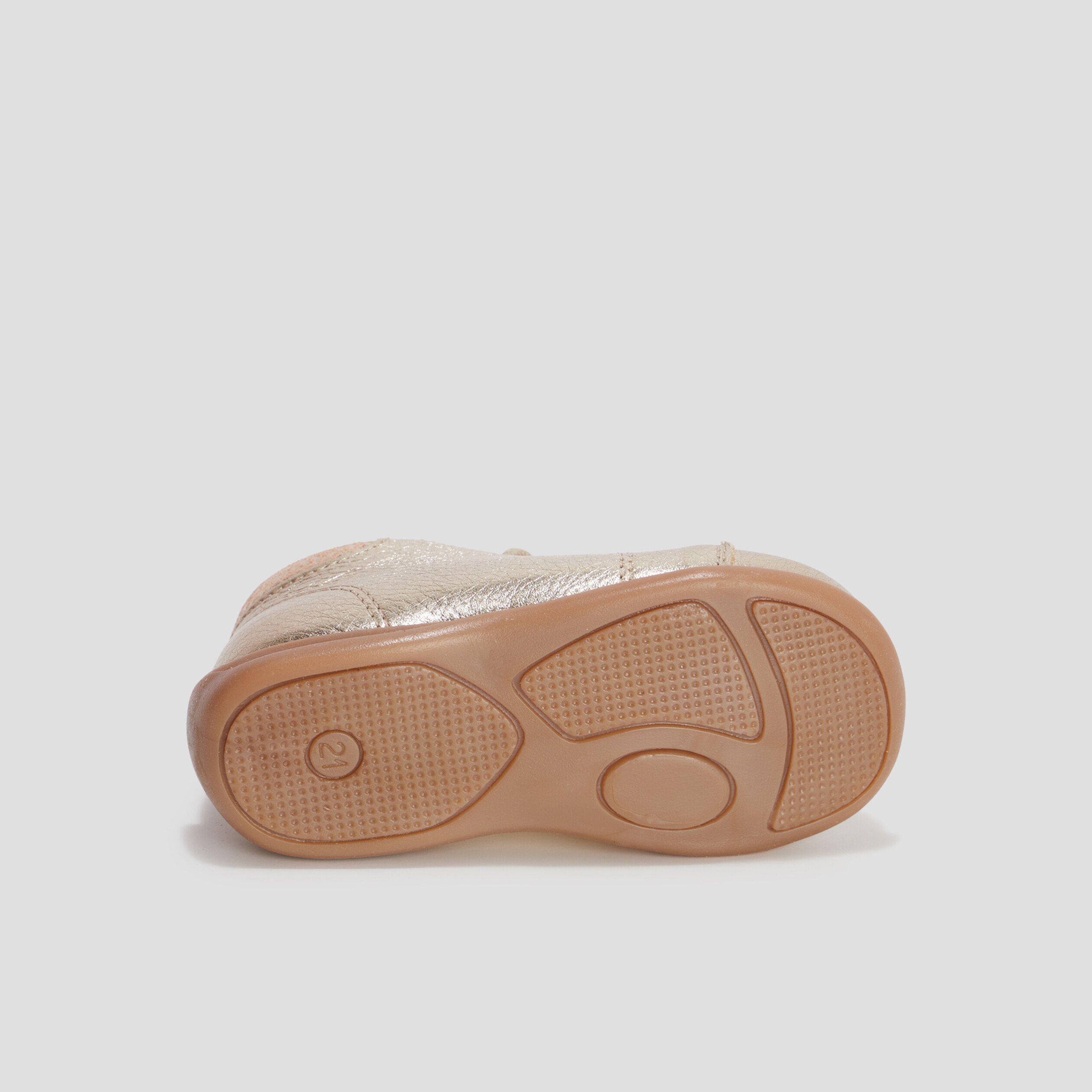 Bottillons à lacets métallisés en cuir jaune or bébé fille | La Halle