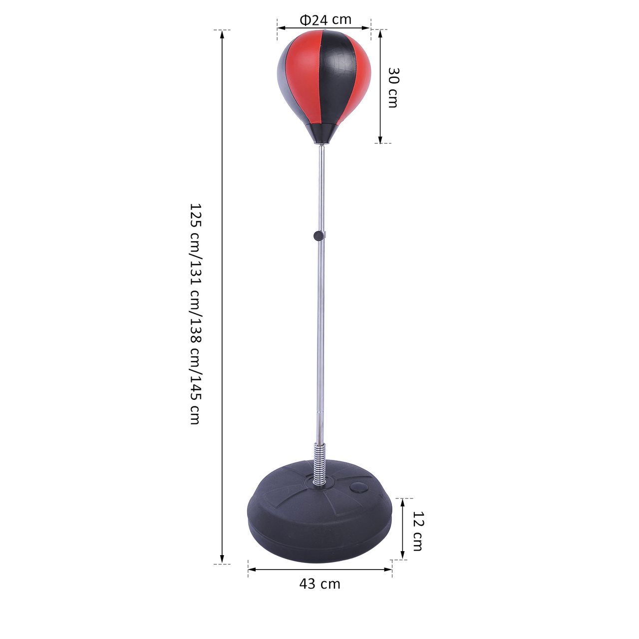 HOMCOM Punchingball Set Standbox Training Set höhenverstellbar Schwarz Rot