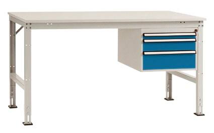 Manuflex Stationär Arbeitstisch Standard Universtal Melamin, Stahl Brillantblau 2.000 x 800 mm