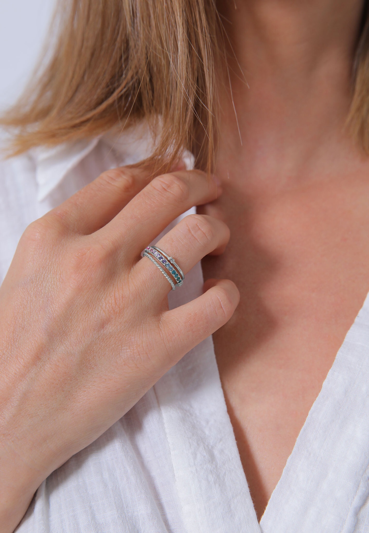 Ensemble de bijoux pour femmes Elli avec cristaux multicolores étincelants, en argent sterling 925 plaqué or.