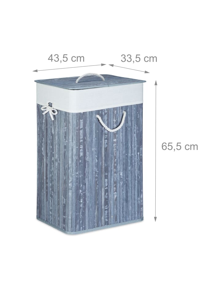 relaxdays Wäschekorb in Grau - (B)43,5 x (H)65,5 x (T)33,5 cm günstig kaufen onesize