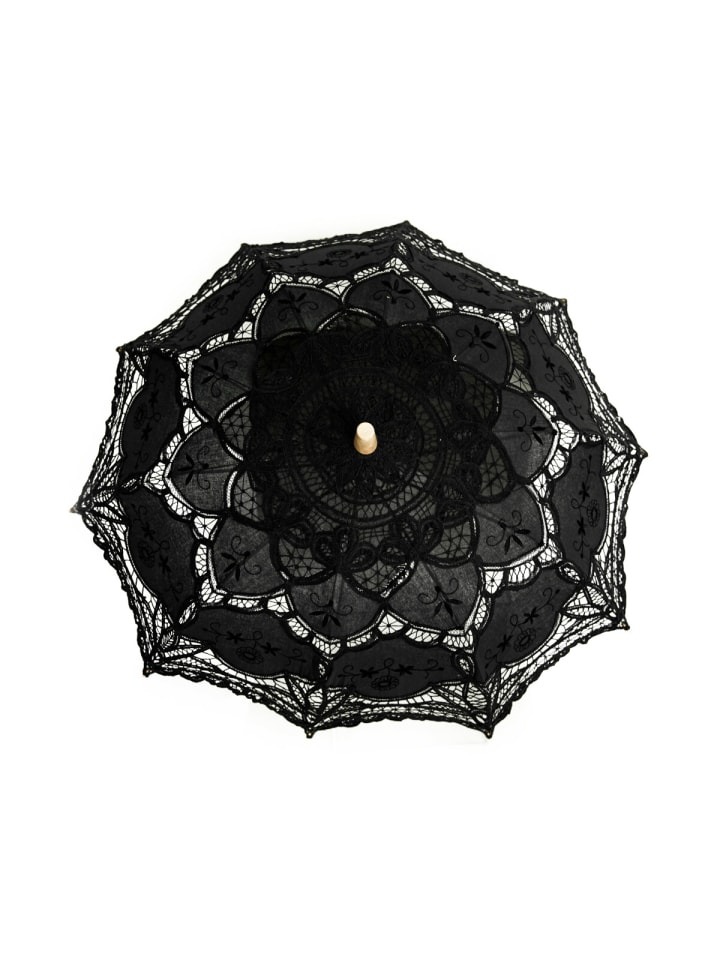 COFI 1453 Handgemachte Brautschirme Spitze Hochzeitfeier robustem Holzgriff in Schwarz günstig kaufen onesize