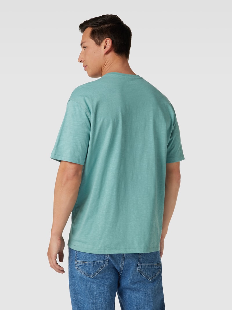 T-Shirt mit Knopfleiste in helltürkis