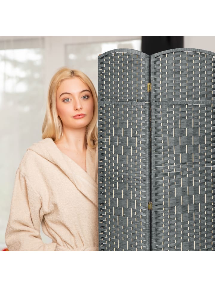 relaxdays Paravent in Grau - (B)241 x (H)170 cm günstig kaufen onesize