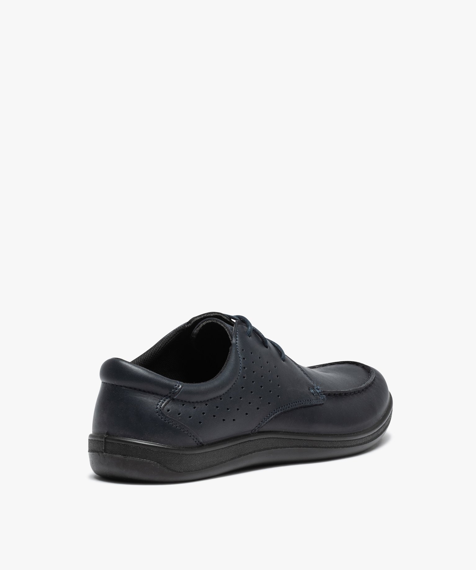 Chaussures bateau homme confort dessus cuir uni marine | GEMO