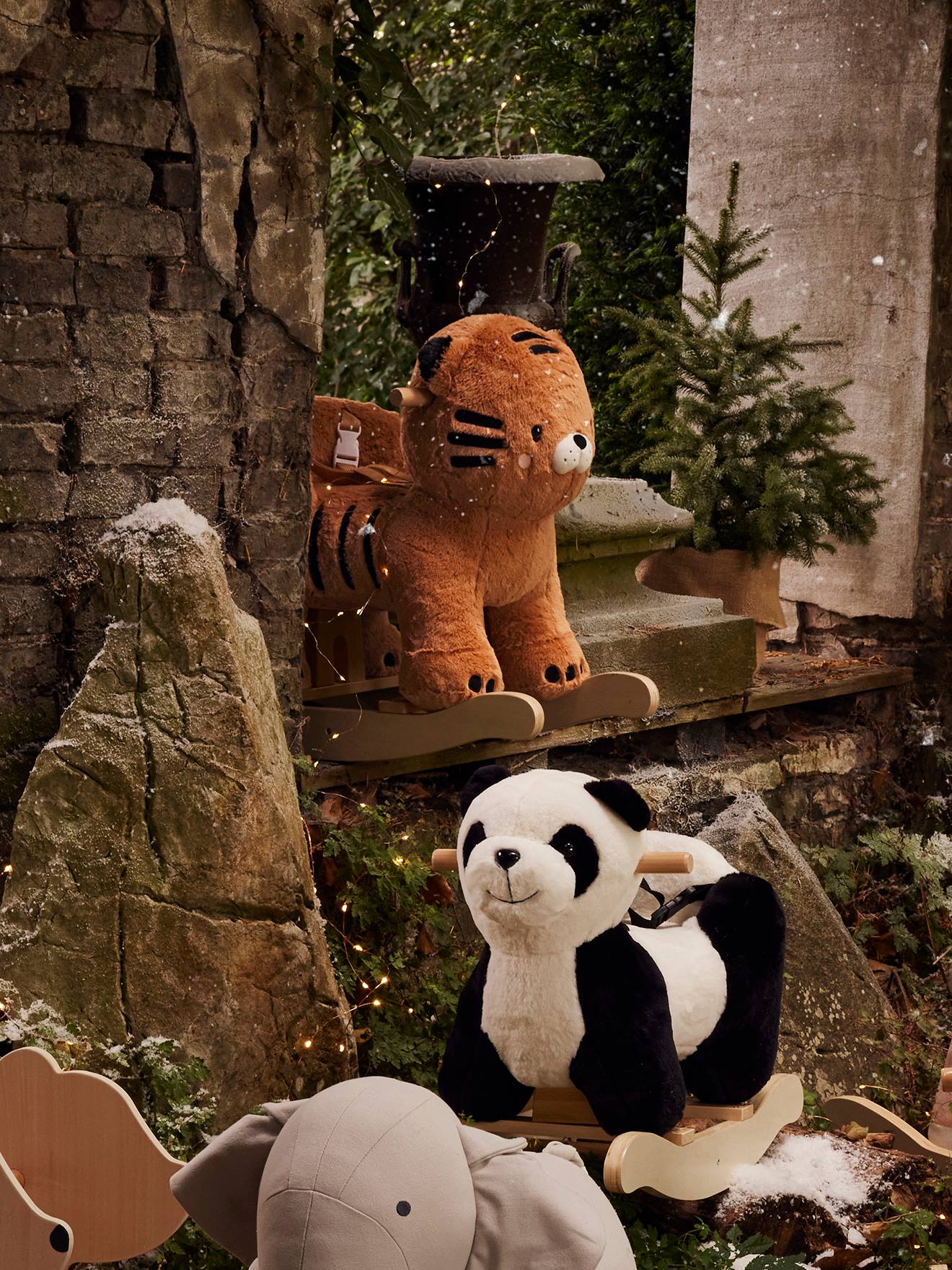 Tigre à bascule bébé en bois FSC® jaune
