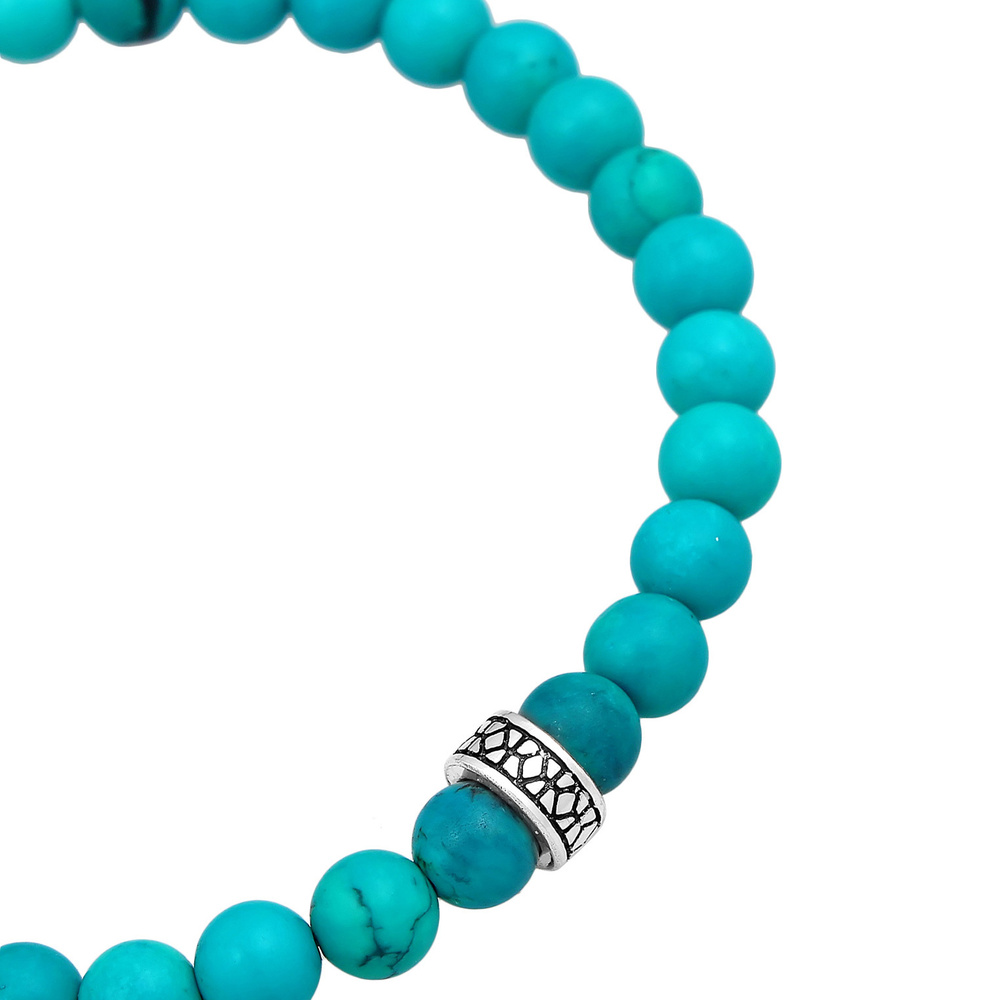KUZZOI KUZZOI Bracelet Hommes perles avec Howlite en argent sterling 925 Bracelet