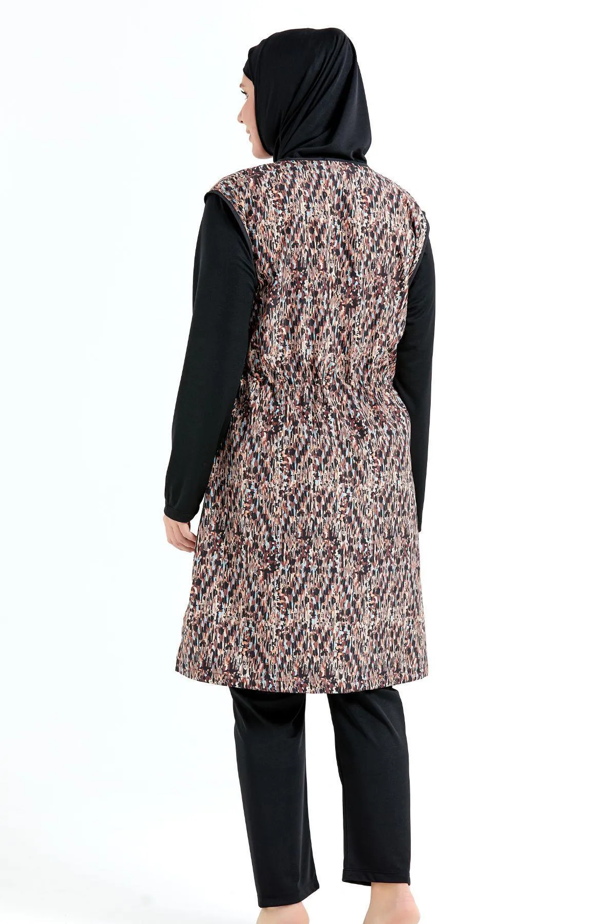 C&City  Vollständig bedeckter 4-teiliger Hijab-Badeanzug C11200 Schwarz