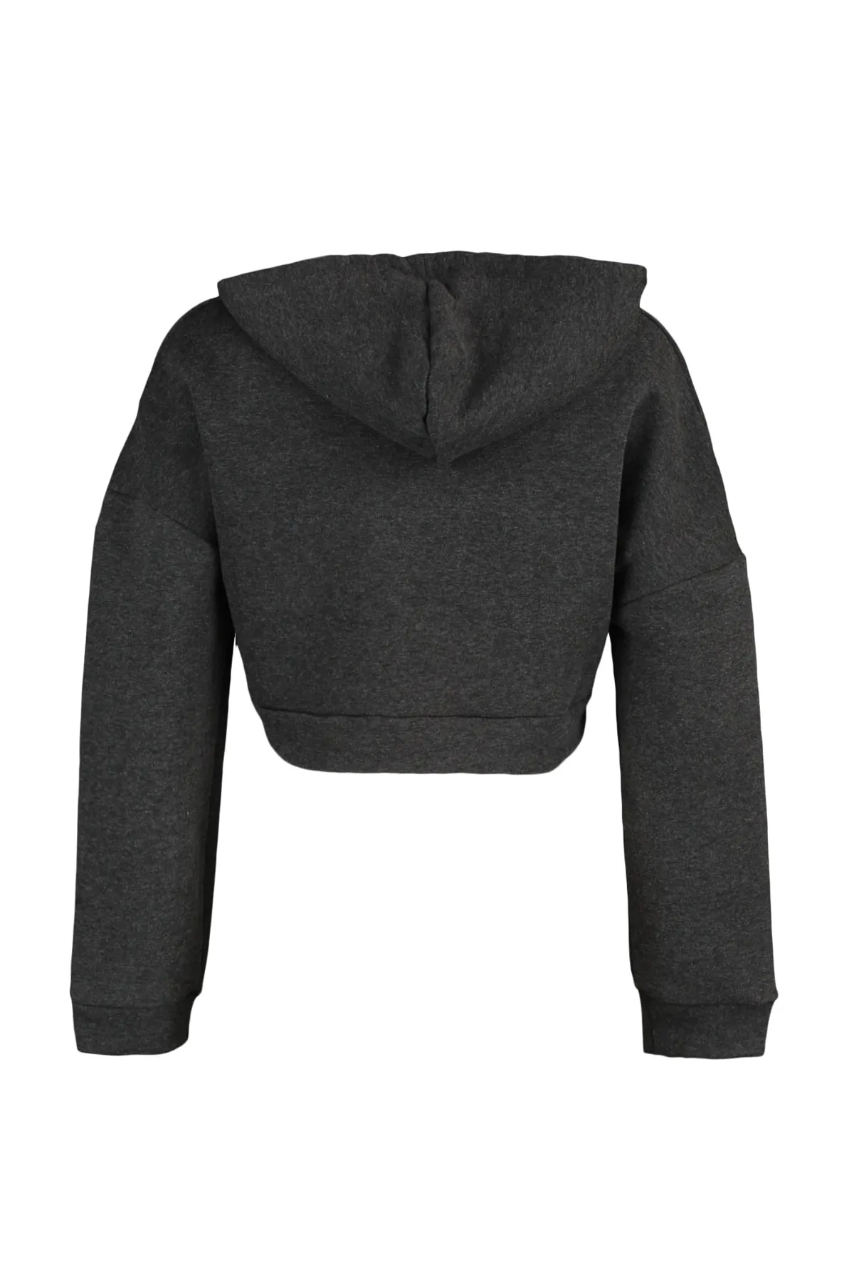 Trendyol Collection  Anthrazitfarbenes Strick-Sweatshirt mit Reißverschluss und Kapuze aus dickem Fleece innen TWOAW23SW00028
