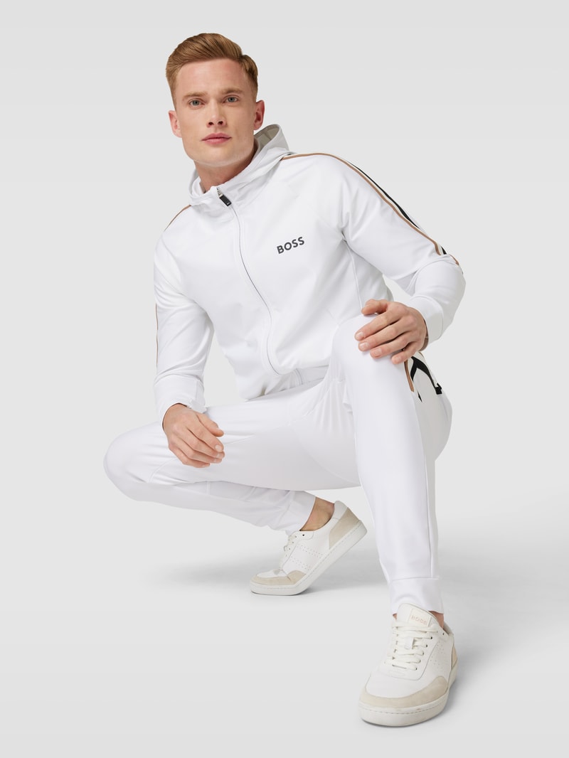 Sweatjacke mit Label-Print Modell 'Sicon' in weiß