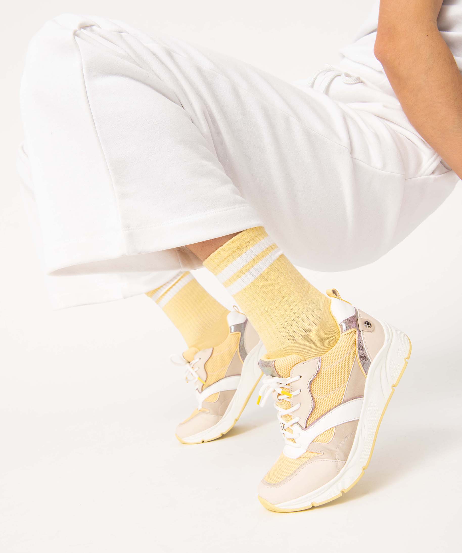 Baskets femme multicolores style retro running jaune | GEMO
