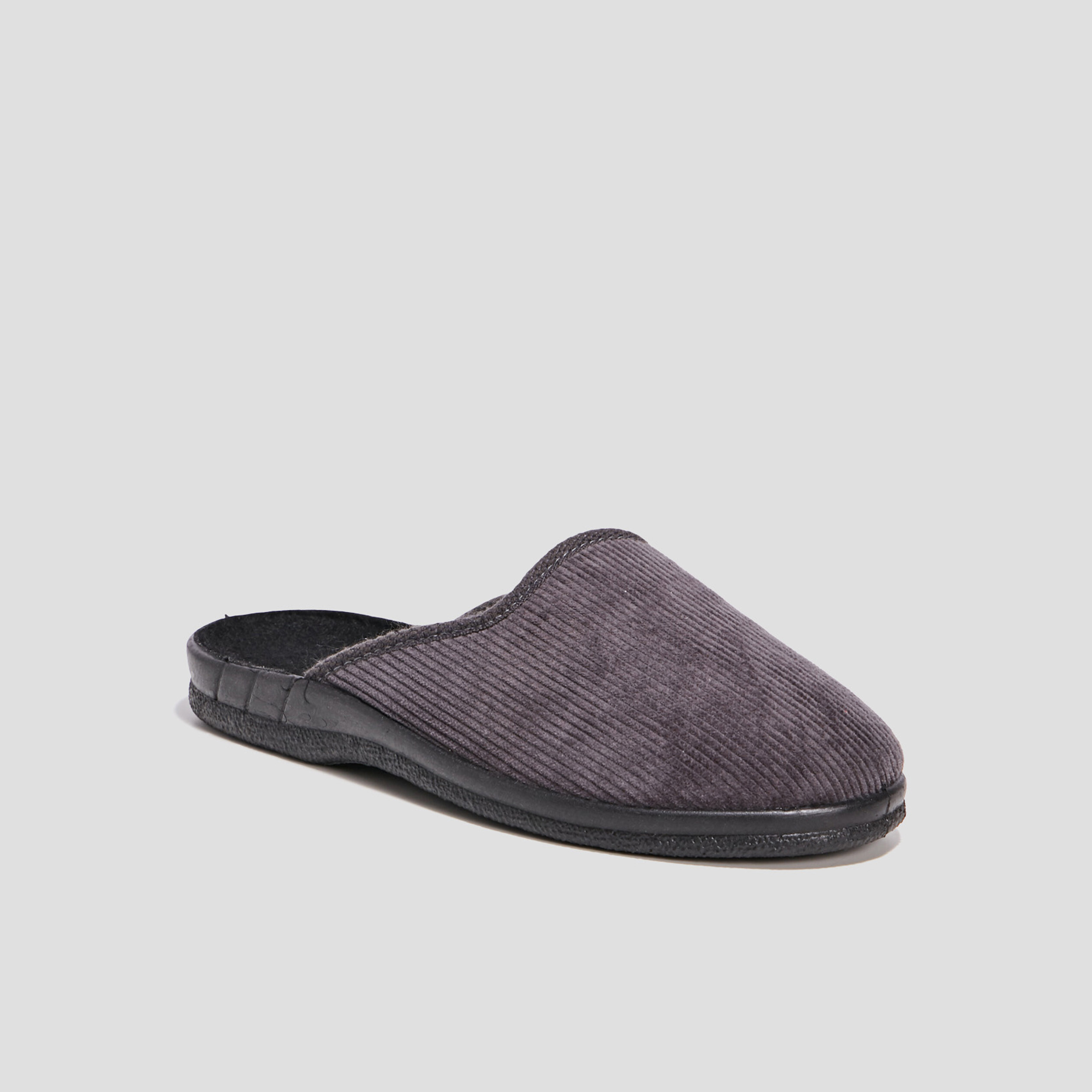 Chaussons mules velours gris homme | La Halle