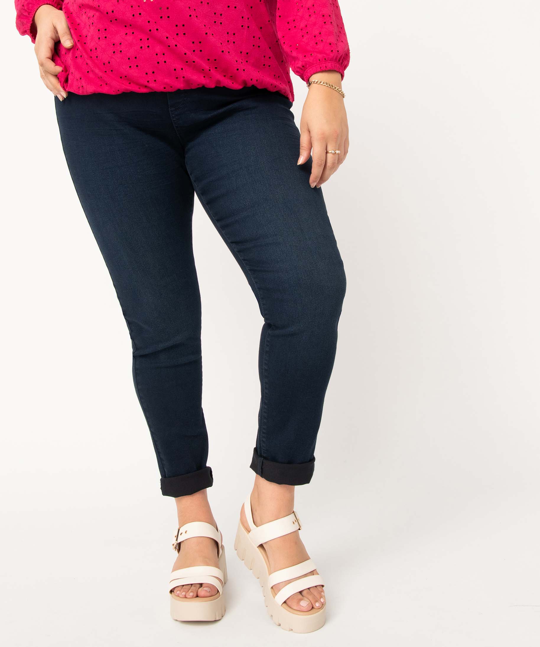 Jegging femme grande taille avec plis sur les hanches brut | GEMO
