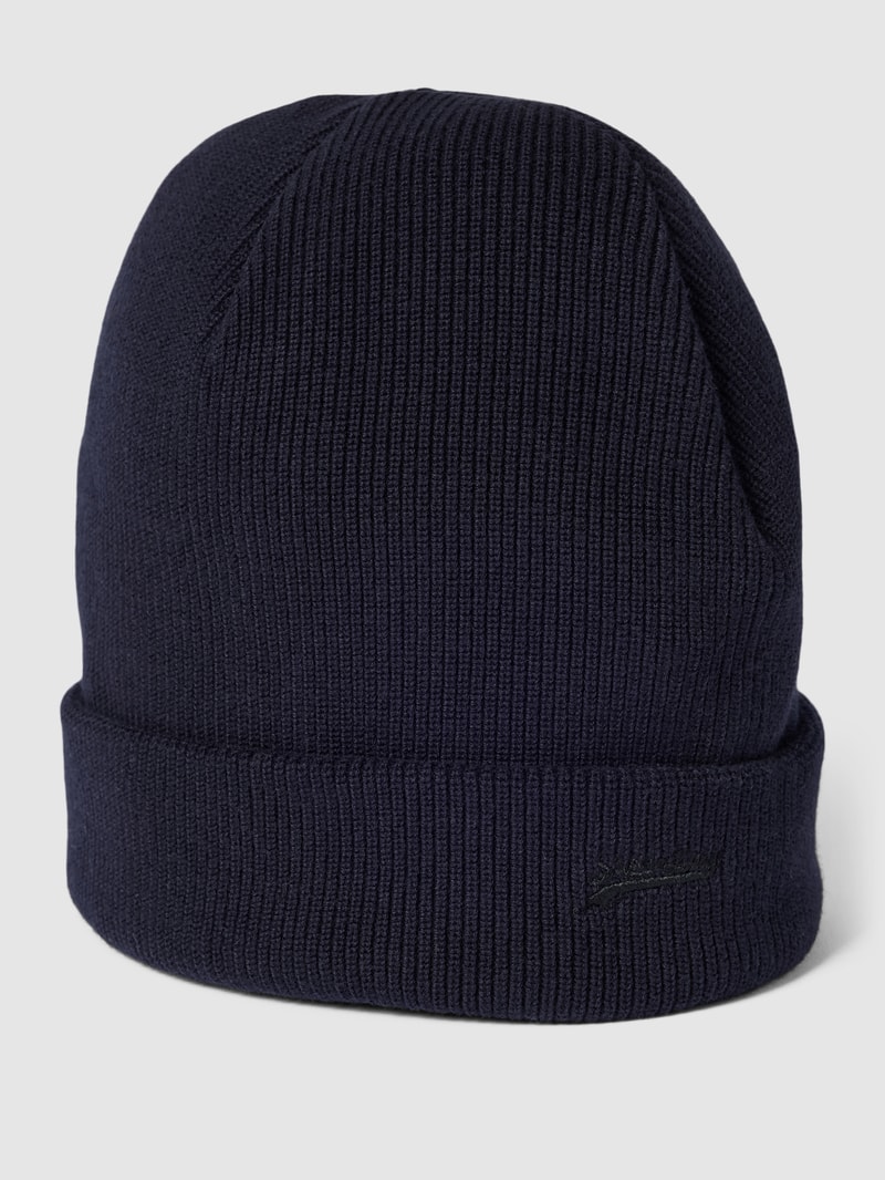 Beanie mit Logo-Stitching in marineblau