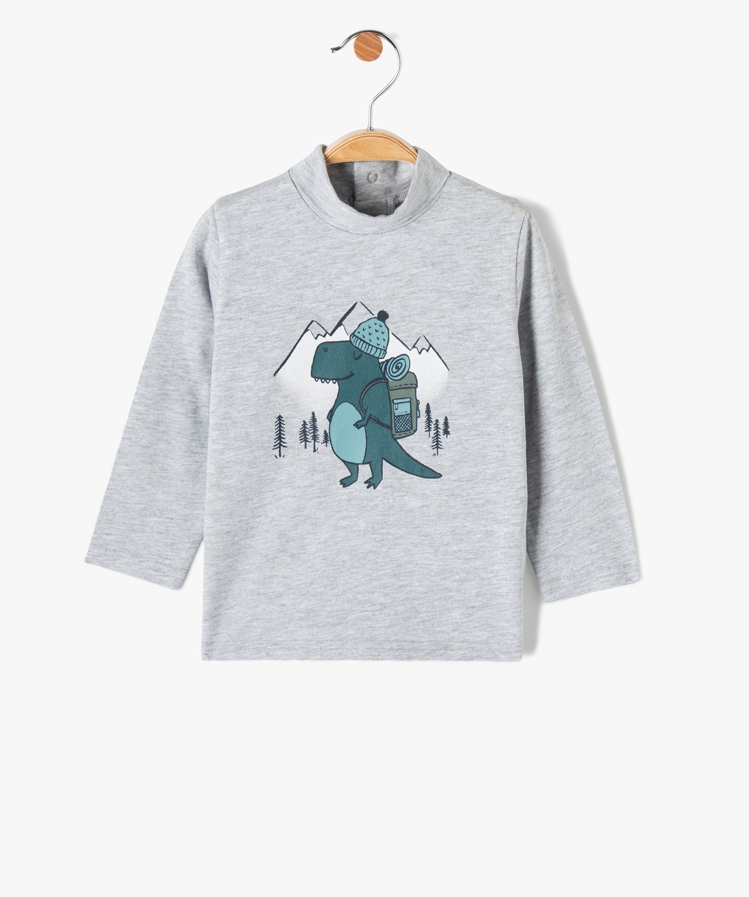 Tee-shirt bébé Garçon à manches longues et col roulé gris clair | GEMO