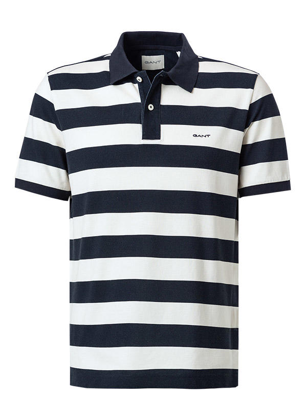 Gant, Polo-Shirt, Baumwoll-Piqué, dunkelblau-creme gestreift