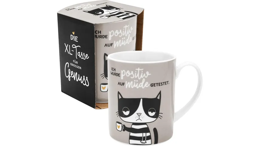 HAPPYLIFE XL-Tasse »Positiv auf müde getestet«