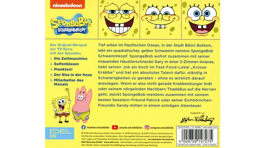 SpongeBob-Best of-Hörspiel zur TV-Serie
