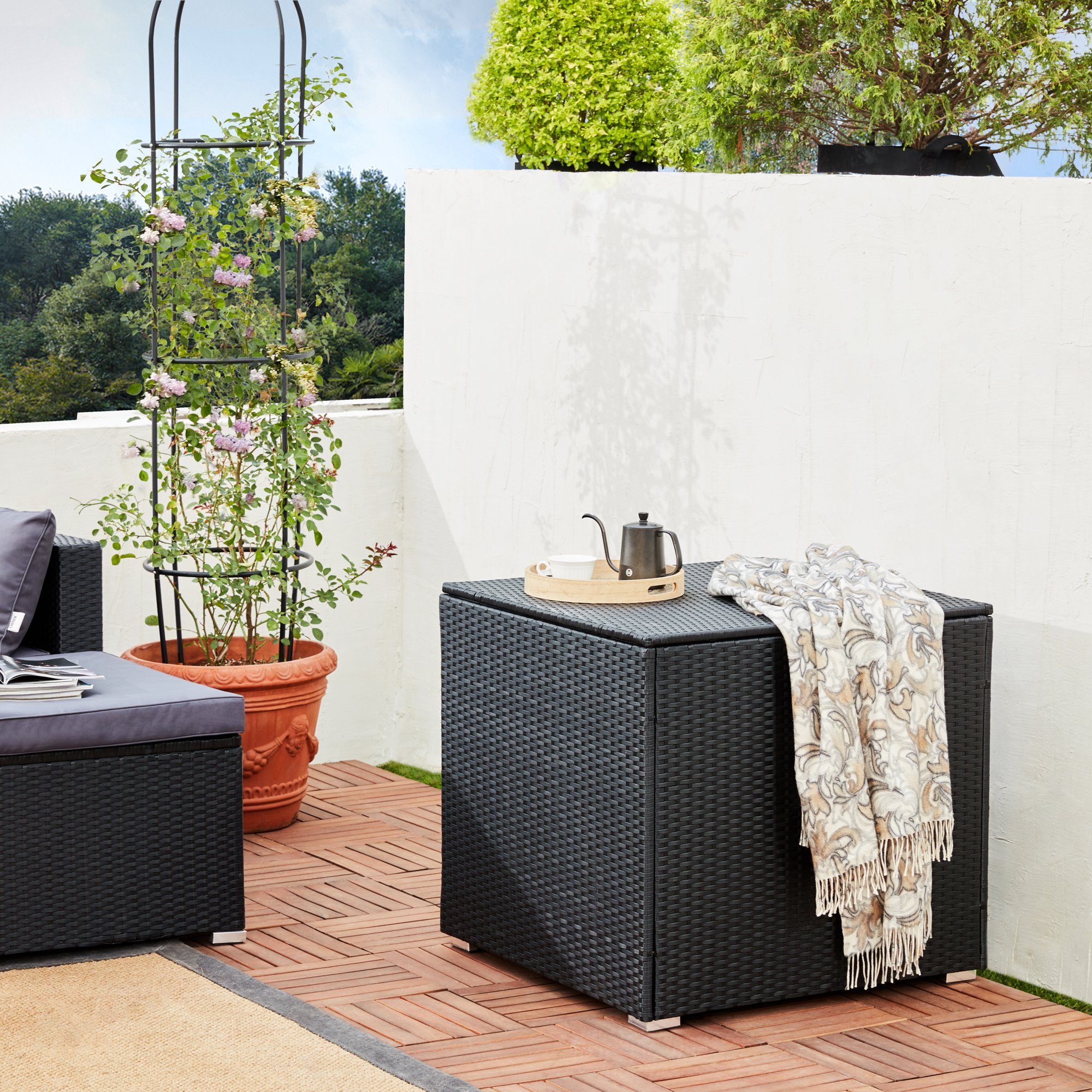 Casaria Auflagenbox, 318 L mit Deckel 75x75x70cm Wasserdicht Gasdruckfeder Garten