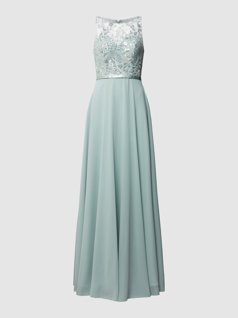 Abendkleid mit Paillettenbesatz in mint