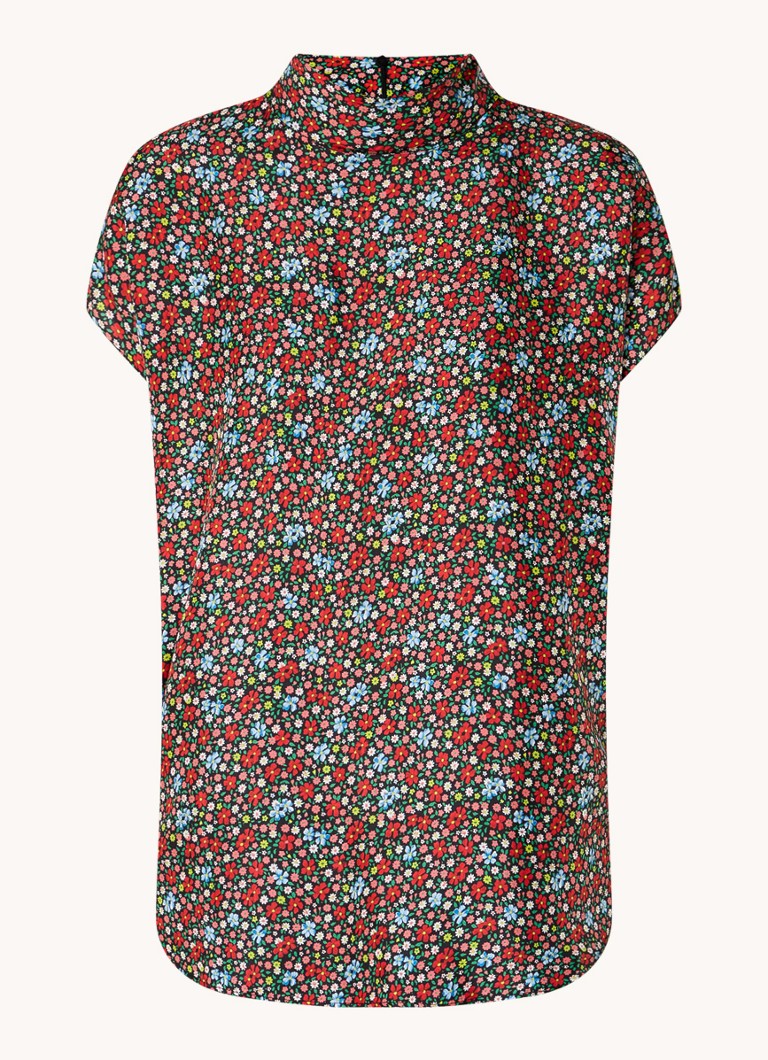 Top Geraldine in seta di Essentiel Antwerp, con stampa floreale.