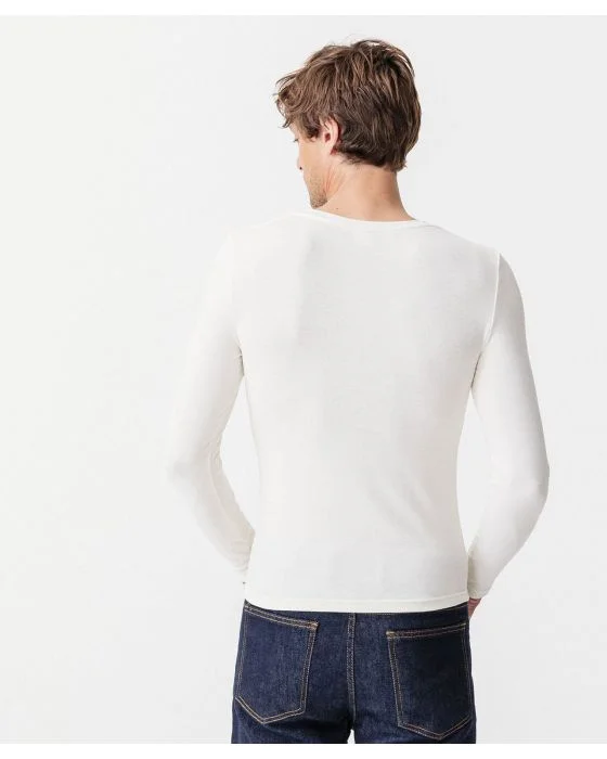 T-shirt col V fine côte Thermolactyl Sensitive, manches longues
