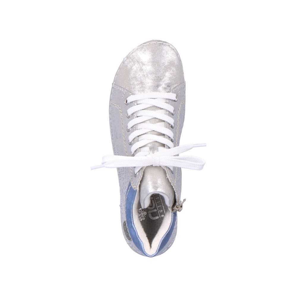 Rieker Damen Schnürschuhe silbergrau-himmelblau